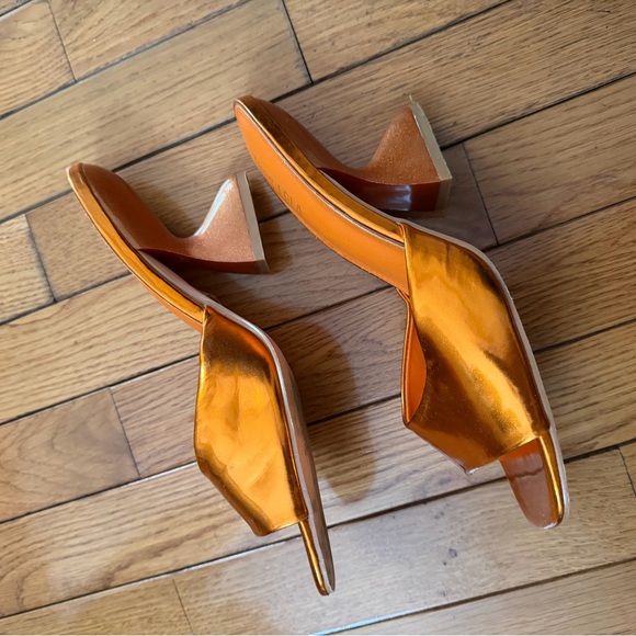 Miss Lola Shiny Orange Mules - Picture 5 of 6